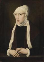 Mature woman in a plain dress and head covering
