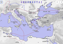 Map showing the Argonauts' route.
