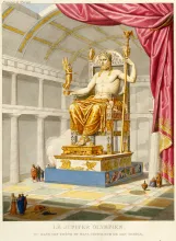 A frontispiece with an imagined depiction of the statue of Zeus which once stood at Olympia.
