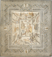 Roman mosaic floor with hunting scenes